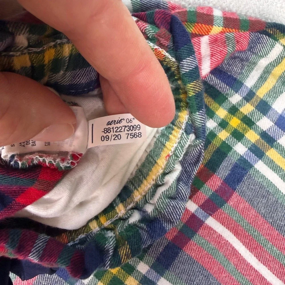 Aerie Womens Plaid Flannel Pajama Pants Joggers Red Green M Long 8812273099